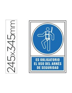 PICTOGRAMA SYSSA SEÑAL DE OBLIGACION ES OBLIGATORIO EL USO DE ARNES DE SEGURIDAD EN PVC 245X345 MM