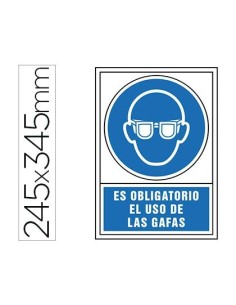PICTOGRAMA SYSSA SEÑAL DE OBLIGACION ES OBLIGATORIO EL USO DE LAS GAFAS EN PVC 245X345 MM