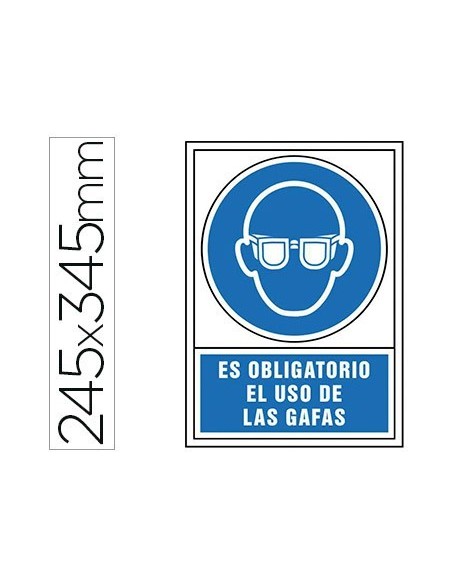 PICTOGRAMA SYSSA SEÑAL DE OBLIGACION ES OBLIGATORIO EL USO DE LAS GAFAS EN PVC 245X345 MM