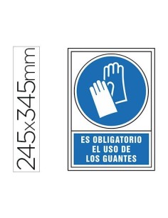 PICTOGRAMA SYSSA SEÑAL DE OBLIGACION ES OBLIGATORIO EL USO DE LOS GUANTES EN PVC 245X345 MM