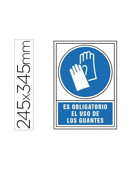 PICTOGRAMA SYSSA SEÑAL DE OBLIGACION ES OBLIGATORIO EL USO DE LOS GUANTES EN PVC 245X345 MM