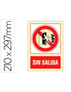 PICTOGRAMA SYSSA SEÑAL DE NO HAY SALIDA EN PVC FOTOLUMINISCENTE 210X297 MM