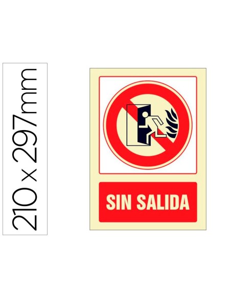 PICTOGRAMA SYSSA SEÑAL DE NO HAY SALIDA EN PVC FOTOLUMINISCENTE 210X297 MM