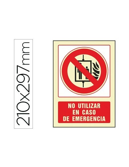 PICTOGRAMA SYSSA SEÑAL DE NO UTILIZAR EN CASO DE INCENDIO EN PVC FOTOLUMINISCENTE 210X297 MM