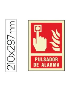 PICTOGRAMA SYSSA SEÑAL DE PULSADOR DE ALARMA EN PVC FOTOLUMINISCENTE 210X297 MM