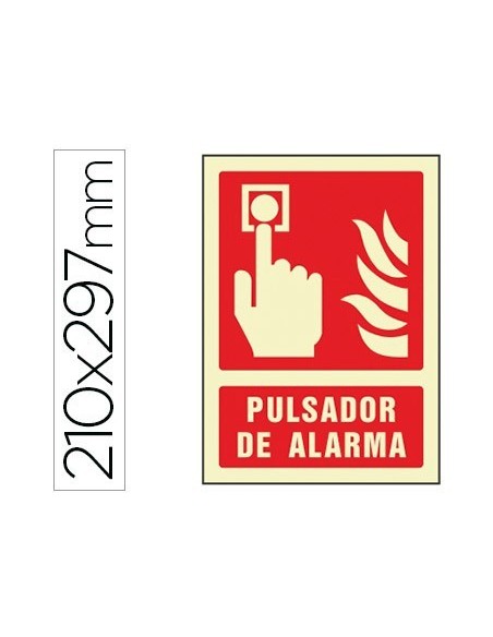 PICTOGRAMA SYSSA SEÑAL DE PULSADOR DE ALARMA EN PVC FOTOLUMINISCENTE 210X297 MM