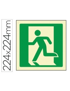 PICTOGRAMA SYSSA SEÑAL DE SALIDA DE EMERGENCIA IZQUIERDA EN PVC FOTOLUMINISCENTE 224X224 MM