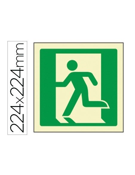 PICTOGRAMA SYSSA SEÑAL DE SALIDA DE EMERGENCIA IZQUIERDA EN PVC FOTOLUMINISCENTE 224X224 MM