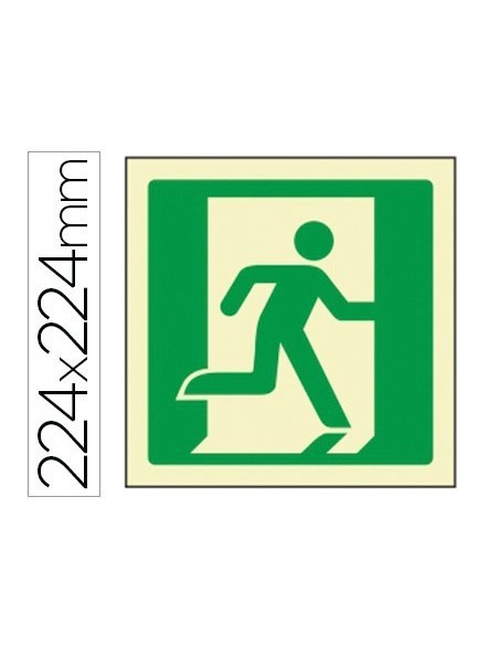 PICTOGRAMA SYSSA SEÑAL DE SALIDA DE EMERGENCIA DERECHA EN PVC FOTOLUMINISCENTE 224X224 MM