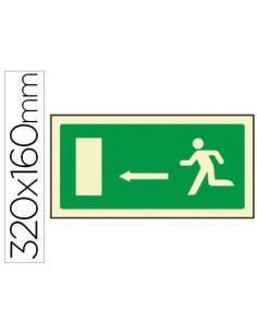 PICTOGRAMA SYSSA SEÑAL DE SALIDA EMERGENCIA FLECHA IZQUIERDA EN PVC FOTOLUMINISCENTE 320X160 MM