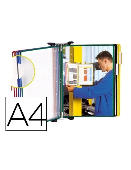 PORTACATALOGO DE PARED METALICO TARIFOLD CON 10 FUNDAS DIN-A4 COLORES SURTIDOS