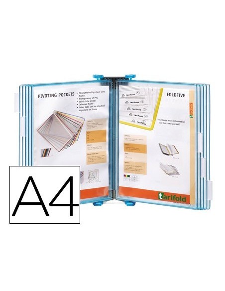 PORTACATALOGO DE PARED POLIPROPILENO TARIFOLD CON 10 FUNDAS DIN A4 COLOR AZUL
