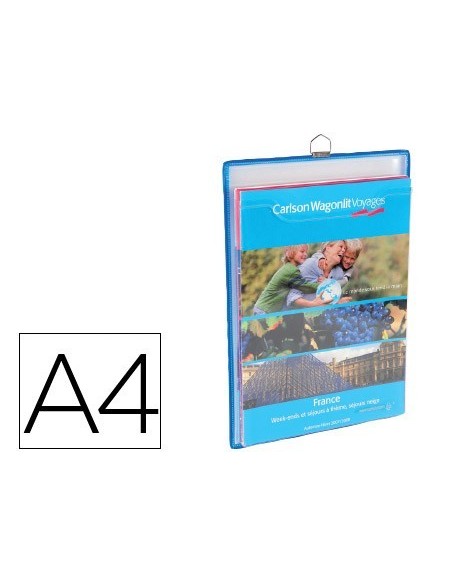 FUNDA PARA COLGAR TARIFOLD DIN A4 ANILLA METALICA FORMATO VERTICAL PACK DE 5 5 UNIDADES COLOR AZUL