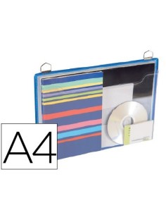 FUNDA PARA COLGAR TARIFOLD DIN A4 ANILLA METALICA FORMATO HORIZONTAL PACK DE 5 UNIDADES COLOR AZUL