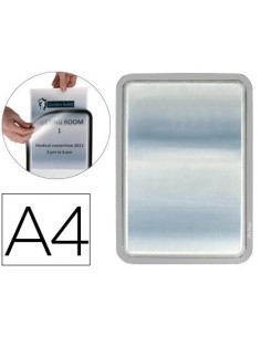 MARCO PORTA ANUNCIOS TARIFOLD MAGNETO DIN A4 DORSO ADHESIVO REMOVIBLE COLOR GRIS PACK DE 2 UNIDADES