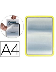 MARCO PORTA ANUNCIOS TARIFOLD MAGNETO DIN A4 DORSO ADHESIVO REMOVIBLE COLOR AMARILLO PACK DE 2 UNIDADES