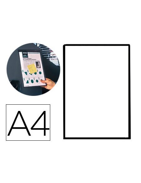 FUNDA MAGNETICA TARIFOLD PVC DIN A4 CON BANDA MAGNETICA PARA COLGAR NEGRO PACK 5 UNIDADES