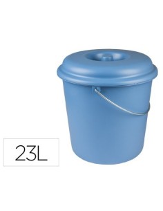 CUBO DE BASURA DOMESTICO CON TAPA AZUL 23 L PARA BOLSAS 55X60 CM