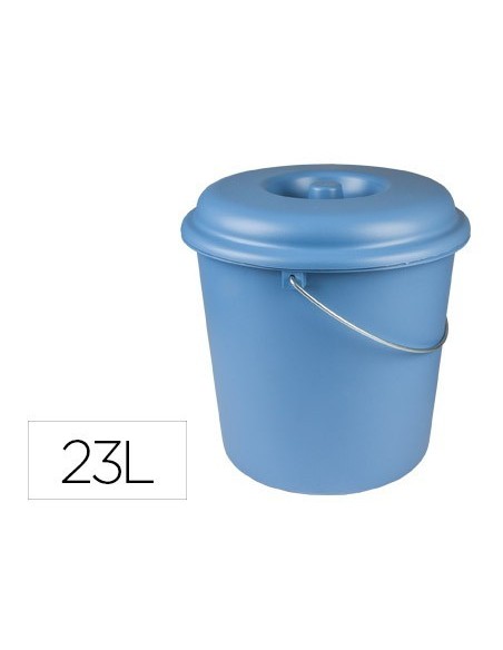 CUBO DE BASURA DOMESTICO CON TAPA AZUL 23 L PARA BOLSAS 55X60 CM