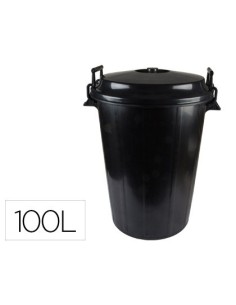 CUBO DE BASURA CON TAPA NEGRO 100 L PARA BOLSAS 85X105 CM