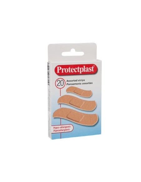 TIRA PROTECTORA PROTECPLAST FLEXIBLES PARA HERIDAS Y CORTES PACK DE 20 UNIDADES TRES TAMAÑOS SURTIDOS