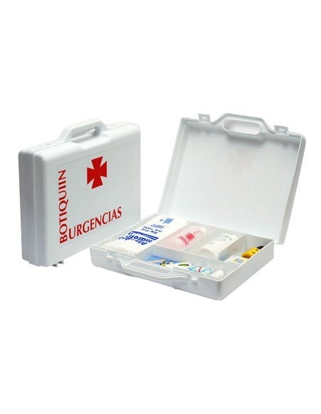 BOTIQUIN POLIPROPILENO CON MATERIAL PARA PRIMEROS AUXILIOS FORMA DE MALETIN 270X230X70 MM