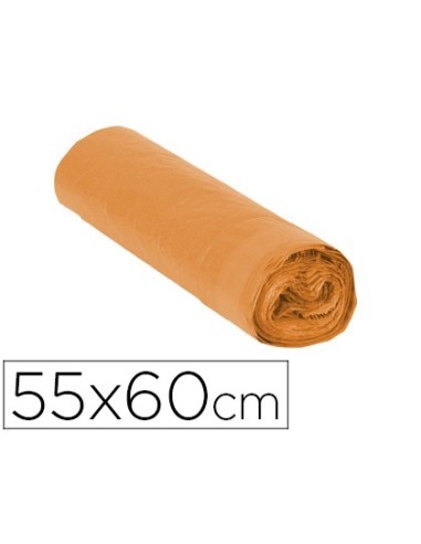 BOLSA BASURA DOMESTICA NARANJA CON AUTOCIERRE 55 X 60 CM ROLLO DE 15 UNIDADES