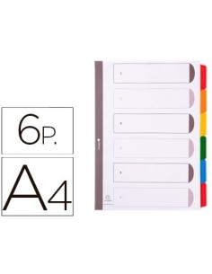 SEPARADOR EXACOMPTA CARTULINA JUEGO DE 6 SEPARADORES DIN A4 MULTITALADRO COLOR BLANCO