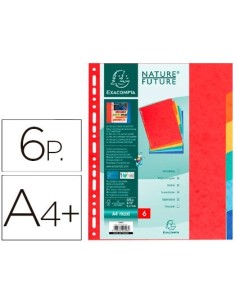 SEPARADOR EXACOMPTA CARTULINA SIMIL PRESPAN JUEGO DE 6 SEPARADORES DIN A4+ MULTITALADRO COLORES VIVOS