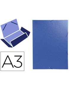 CARPETA EXACOMPTA GOMAS CARTON SIMIL-PRESPAN TRES SOLAPAS DIN A3 AZUL
