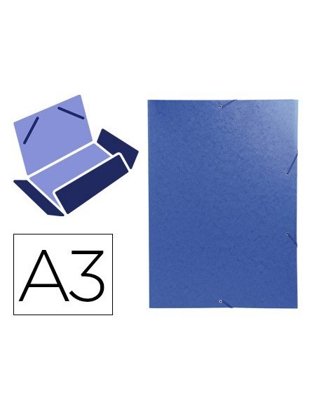CARPETA EXACOMPTA GOMAS CARTON SIMIL-PRESPAN TRES SOLAPAS DIN A3 AZUL