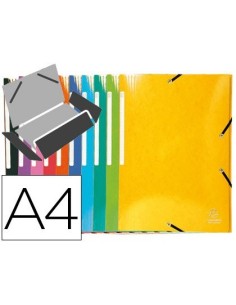 CARPETA EXACOMPTA GOMAS CARTON SIMIL-PRESPAN TRES SOLAPAS DIN A4+ COLORES SURTIDOS