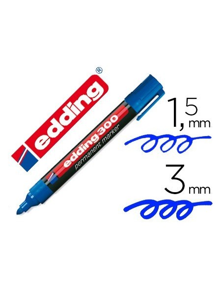 ROTULADOR EDDING MARCADOR PERMANENTE 300 AZUL PUNTA REDONDA 1,5-3 MM RECARGABLE