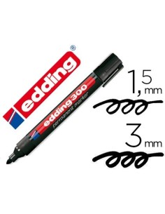 ROTULADOR EDDING MARCADOR PERMANENTE 300 NEGRO PUNTA REDONDA 1,5-3 MM RECARGABLE