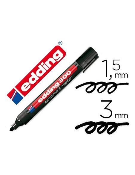 ROTULADOR EDDING MARCADOR PERMANENTE 300 NEGRO PUNTA REDONDA 1,5-3 MM RECARGABLE