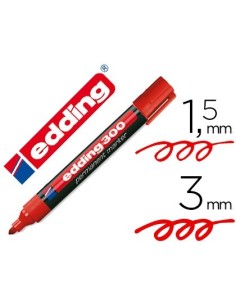 ROTULADOR EDDING MARCADOR PERMANENTE 300 ROJO PUNTA REDONDA 1,5-3 MM RECARGABLE