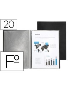 CARPETA LIDERPAPEL ESCAPARATE 20 FUNDAS PVC FOLIO NEGRO