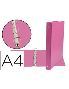 CARPETA DE 4 ANILLAS 25 MM MIXTAS LIDERPAPEL A4 CARTON FORRADO PVC FUCSIA
