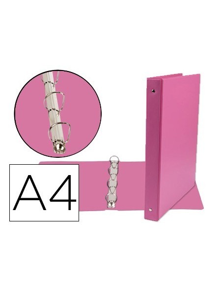 CARPETA DE 4 ANILLAS 25 MM MIXTAS LIDERPAPEL A4 CARTON FORRADO PVC FUCSIA
