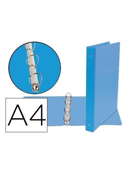 CARPETA DE 4 ANILLAS 25 MM MIXTAS LIDERPAPEL A4 CARTON FORRADO PVC AZUL