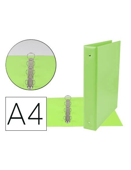 CARPETA DE 4 ANILLAS 40 MM MIXTAS LIDERPAPEL A4 CARTON FORRADO PVC VERDE