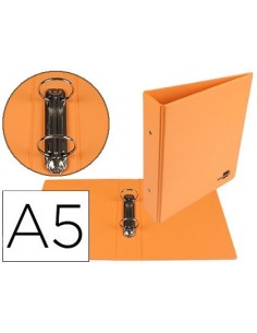 CARPETA DE 2 ANILLAS 40 MM REDONDAS LIDERPAPEL A5 CARTON FORRADO PVC NARANJA