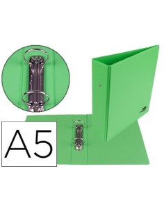 CARPETA DE 2 ANILLAS 40 MM REDONDAS LIDERPAPEL A5 CARTON FORRADO PVC VERDE