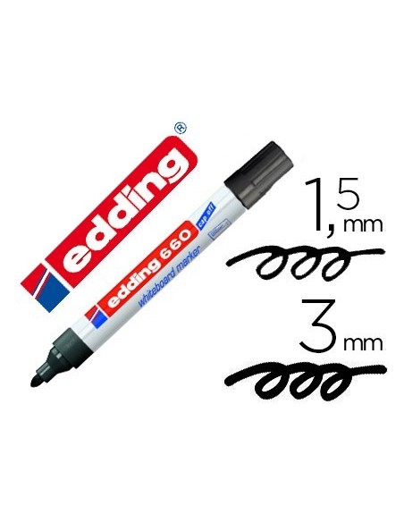 ROTULADOR EDDING PARA PIZARRA BLANCA 660 COLOR NEGRO PUNTA REDONDA 3 MM