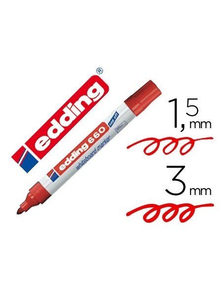 ROTULADOR EDDING PARA PIZARRA BLANCA 660 COLOR ROJO PUNTA REDONDA 1,5-3 MM