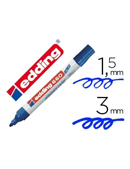 ROTULADOR EDDING PARA PIZARRA BLANCA 660 COLOR AZUL PUNTA REDONDA 1,5-3 MM RECARGABLE