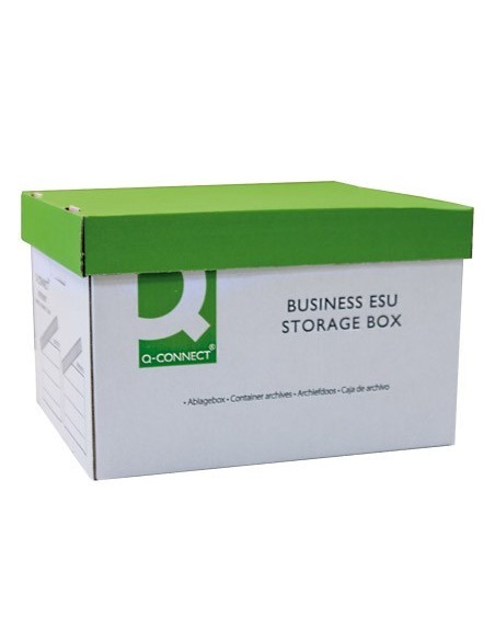 CAJON Q-CONNECT CARTON PARA 3 CAJAS ARCHIVO DEFINITIVO A4 LOMO 100 MM MONTAJE AUTOMATICOMEDIDAS INTERIOR 327X387X250MM