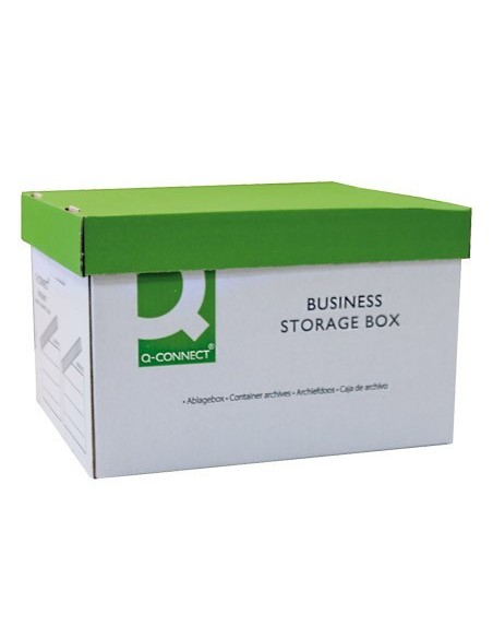 CAJON Q-CONNECT CARTON PARA 3 CAJAS ARCHIVO DEFINITIVO A4 LOMO DE 100 MM MONTAJE MANUAL MEDIDAS INTERIOR 327X387X250MM