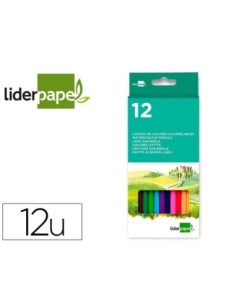 LAPICES DE COLORES ACUARELABLES LIDERPAPEL CAJA DE 12 COLORES SURTIDOS