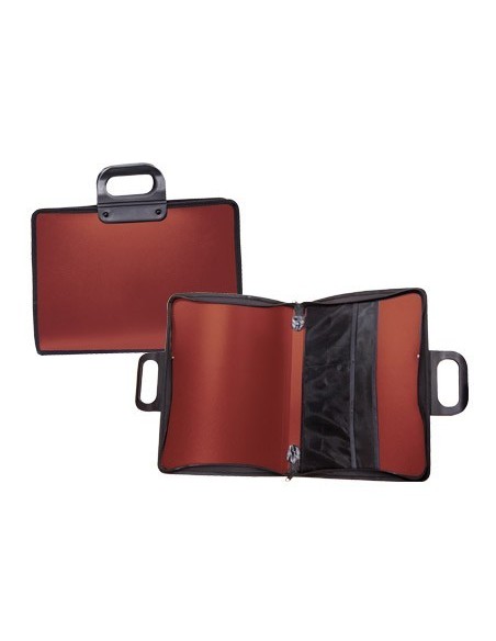 CARTERA PORTADOCUMENTOS LIDERPAPEL ROJA CON ASA Y CREMALLERA 400X45X300 MM